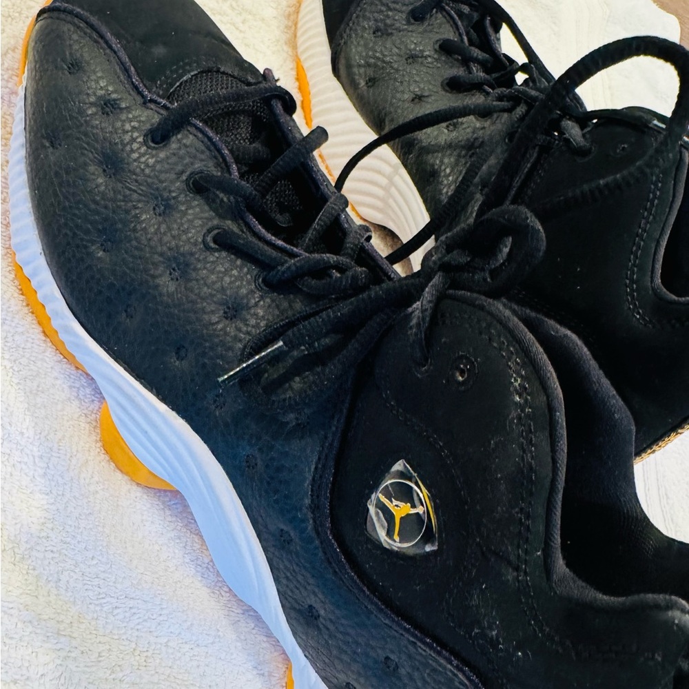 Jordan Black and Orange Athletic Shoes